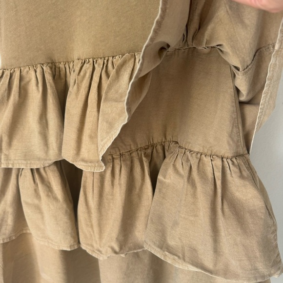 Zara Woman  Beige Ruffled 100% Cotton Tshirt Dress, size Small - Picture 5 of 9